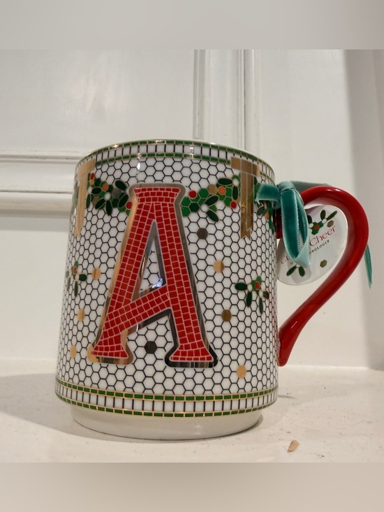 Anthropologie Other - Anthropologie Cup of Cheer Monogram A Christmas Mug Honeycomb Gold Initial